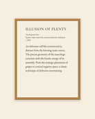 Illusion of Plenty museum placard print in an oak frame, shown straight on