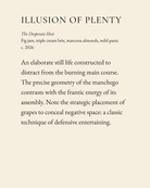 Illusion of Plenty museum placard print artwork, charcoal on cream