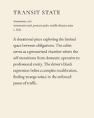Transit State museum placard print artwork, charcoal on cream