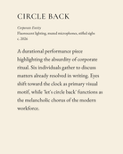 Circle Back museum placard print artwork, charcoal on cream