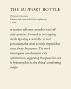 The Support Bottle museum placard print artwork, charcoal on cream