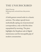 The Unsubscribed museum placard print artwork, charcoal on cream