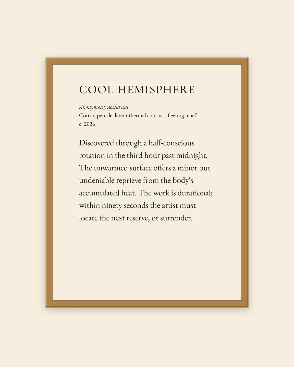 Cool Hemisphere museum placard print in an oak frame, shown straight on