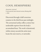 Cool Hemisphere museum placard print artwork, charcoal on cream