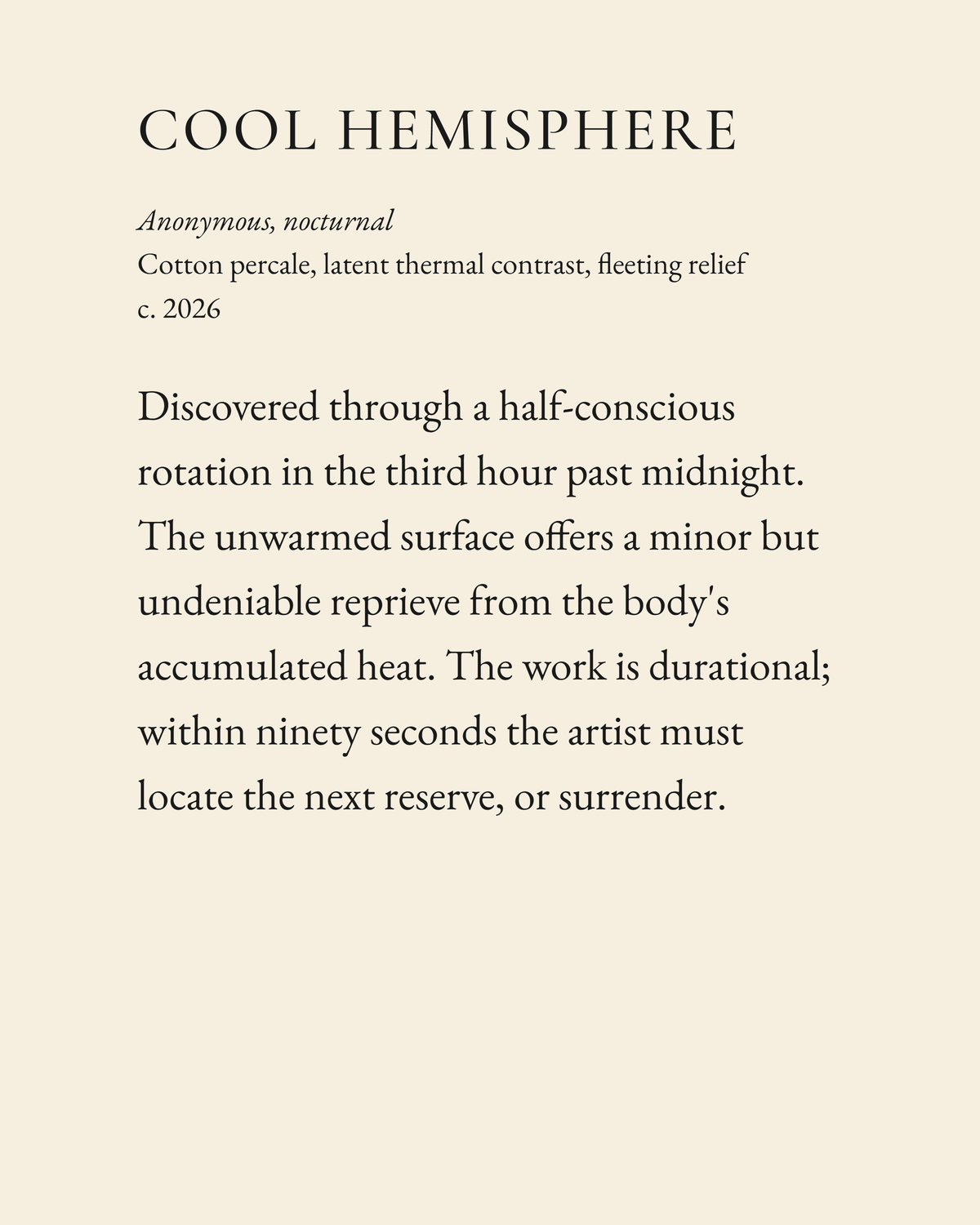 Cool Hemisphere museum placard print artwork, charcoal on cream