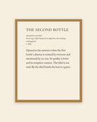 The Second Bottle museum placard print in an oak frame, shown straight on